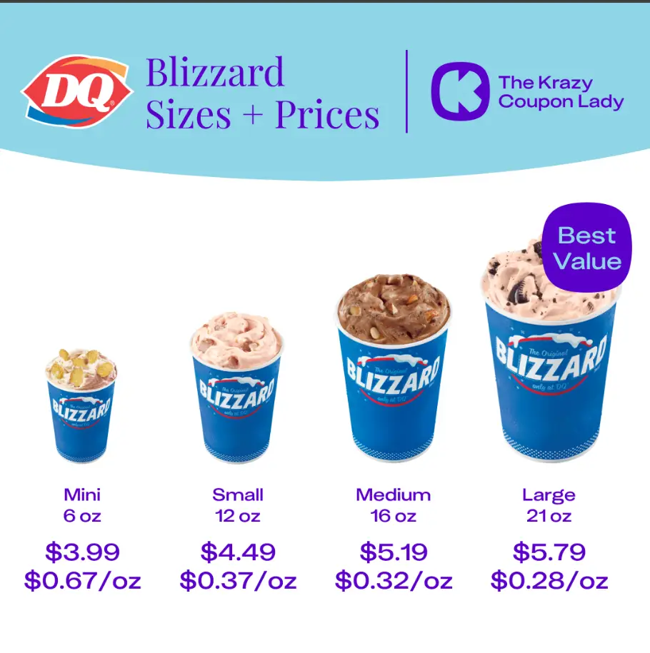 Dairy Queen BLIZZARD Treats Menu