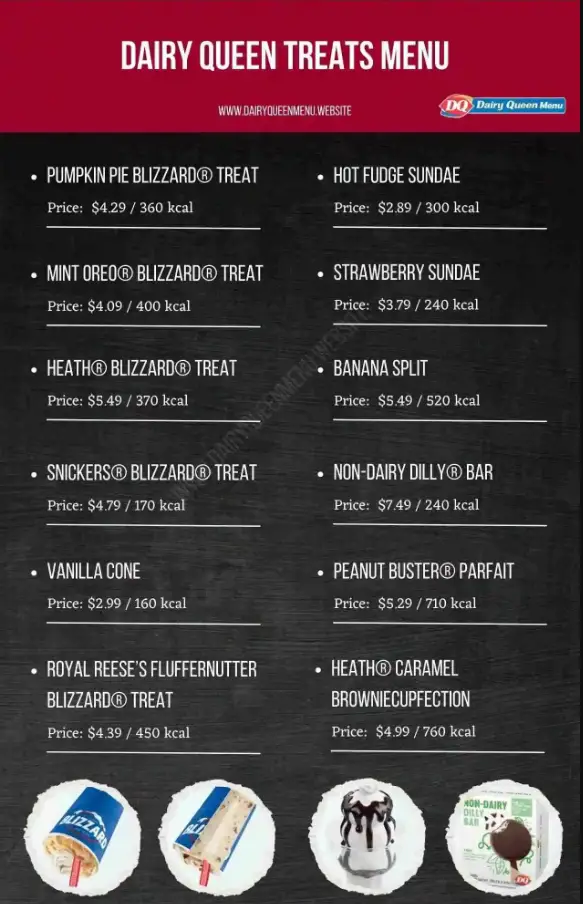 Dairy Queen Blended Treats Menu